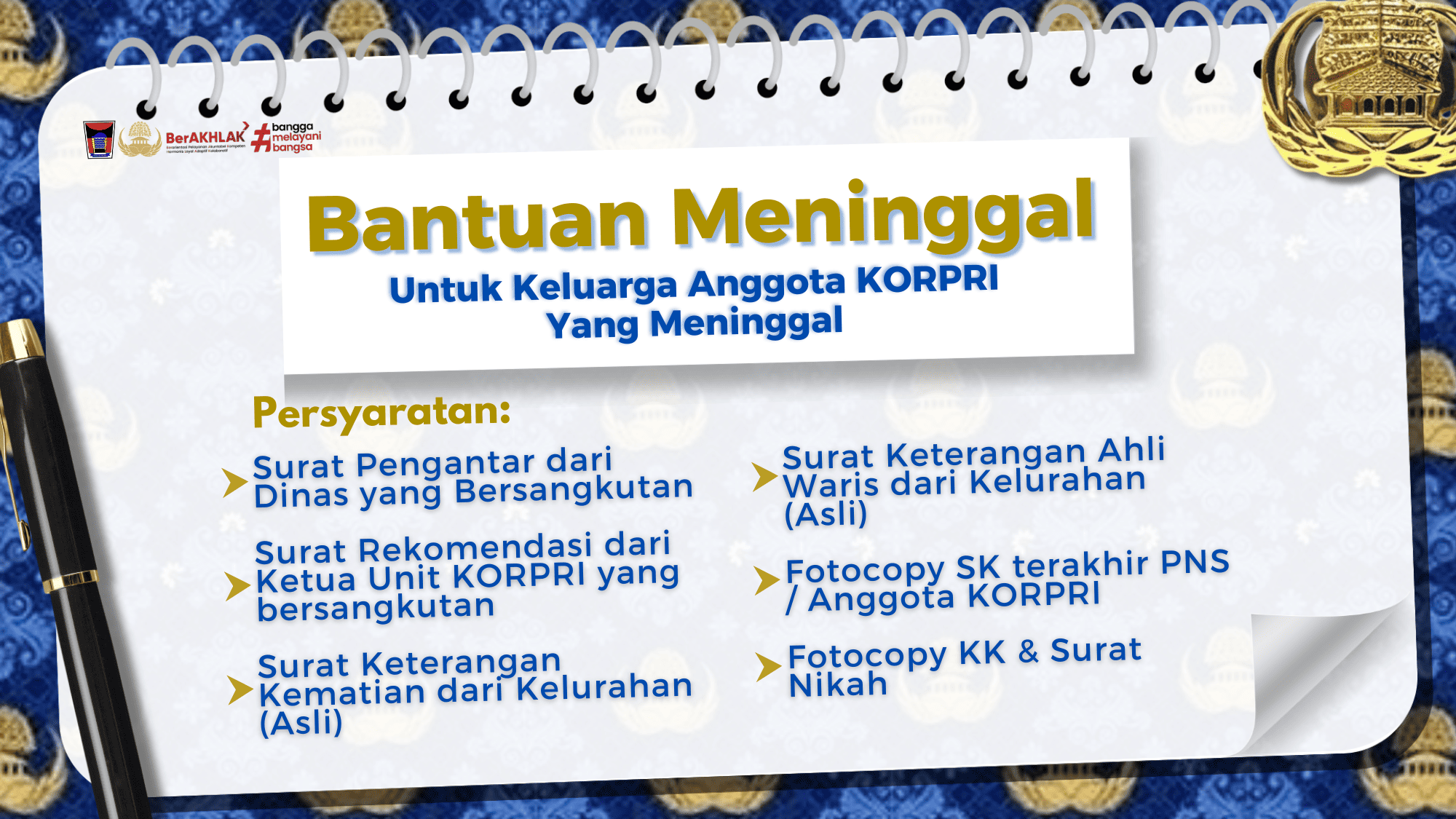 Bantuan untuk Keluarga anggota KORPRI Kota Padang yang Meninggal